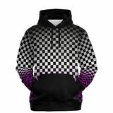 Asexual Pride Black Contrast Checkered Pullover Hoodie Fashion Hoodie - AOP PRIDE MODE