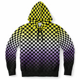 Non-binary Pride Black Checkered Pullover Hoodie