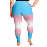Transgender Pride Ombre High-Waist Plus Leggings Plus Size Legging - AOP PRIDE MODE