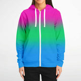 Polysexual Pride Ombre Full-Zip Hoodie Fashion Zip-Up Hoodie - AOP PRIDE MODE