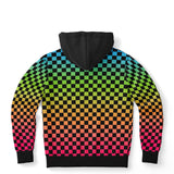 Panromantic Pride Black Contrast Checkered Pullover Hoodie
