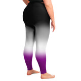 Asexual Pride Ombre High-Waist Plus Leggings Plus Size Legging - AOP PRIDE MODE