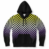 Non-binary Pride Black Contrast Checkered Pullover Hoodie Fashion Hoodie - AOP PRIDE MODE