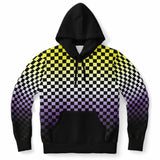 Non-binary Pride Black Contrast Checkered Pullover Hoodie Fashion Hoodie - AOP PRIDE MODE