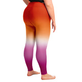 Lesbian Pride Ombre High-Waist Plus Leggings Plus Size Legging - AOP PRIDE MODE