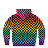 Bright Rainbow Pride Black Checkered Pullover Hoodie