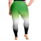 Aromantic Pride Ombre High-Waist Plus Leggings Plus Size Legging - AOP PRIDE MODE