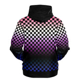 Genderfluid Pride Black Contrast Checkered Pullover Hoodie Fashion Hoodie - AOP PRIDE MODE