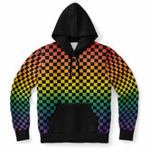 Rainbow Pride Black Contrast Checkered Pullover Hoodie Fashion Hoodie - AOP PRIDE MODE