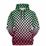 Abrosexual Pride Black Checkered Pullover Hoodie Fashion Hoodie - AOP PRIDE MODE