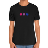 Bisexual Hearts Tee Tees PRIDE MODE