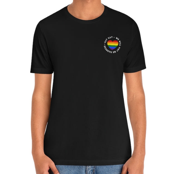 Rainbow Heart "Say Gay" Protest Tee Tees PRIDE MODE