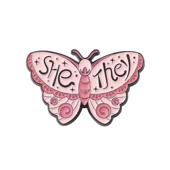 Pronoun Butterfly Enamel Pin Pin PRIDE MODE