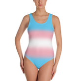 Transgender Pride Ombre Open-back Swimsuit One-piece Swimsuit PRIDE MODE