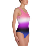 Genderfluid Pride Ombre Open-back Swimsuit One-piece Swimsuit PRIDE MODE