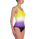 Non-binary Pride Ombre Open-back Swimsuit One-piece Swimsuit PRIDE MODE