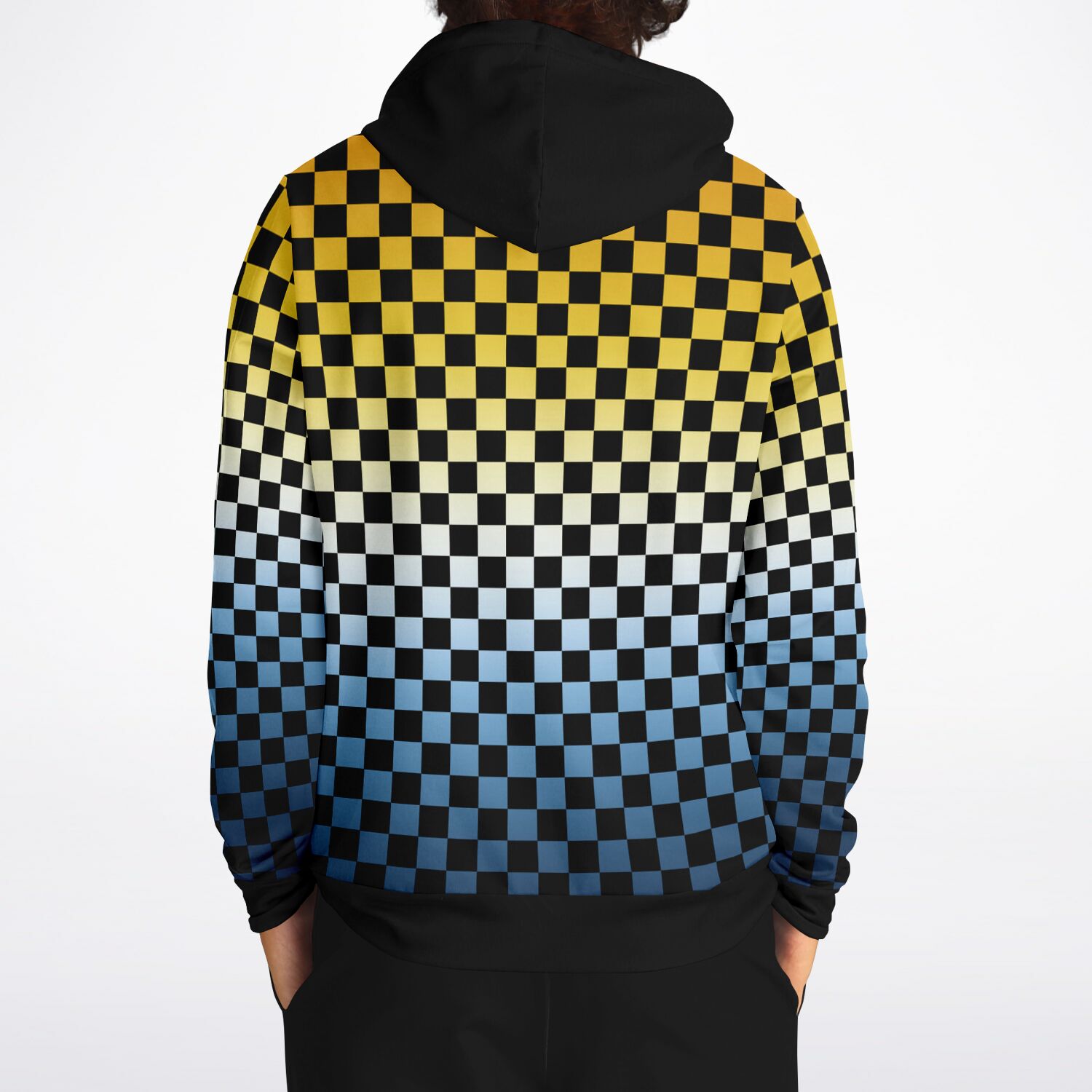 Aroace Pride Black Contrast Checkered Pullover Hoodie