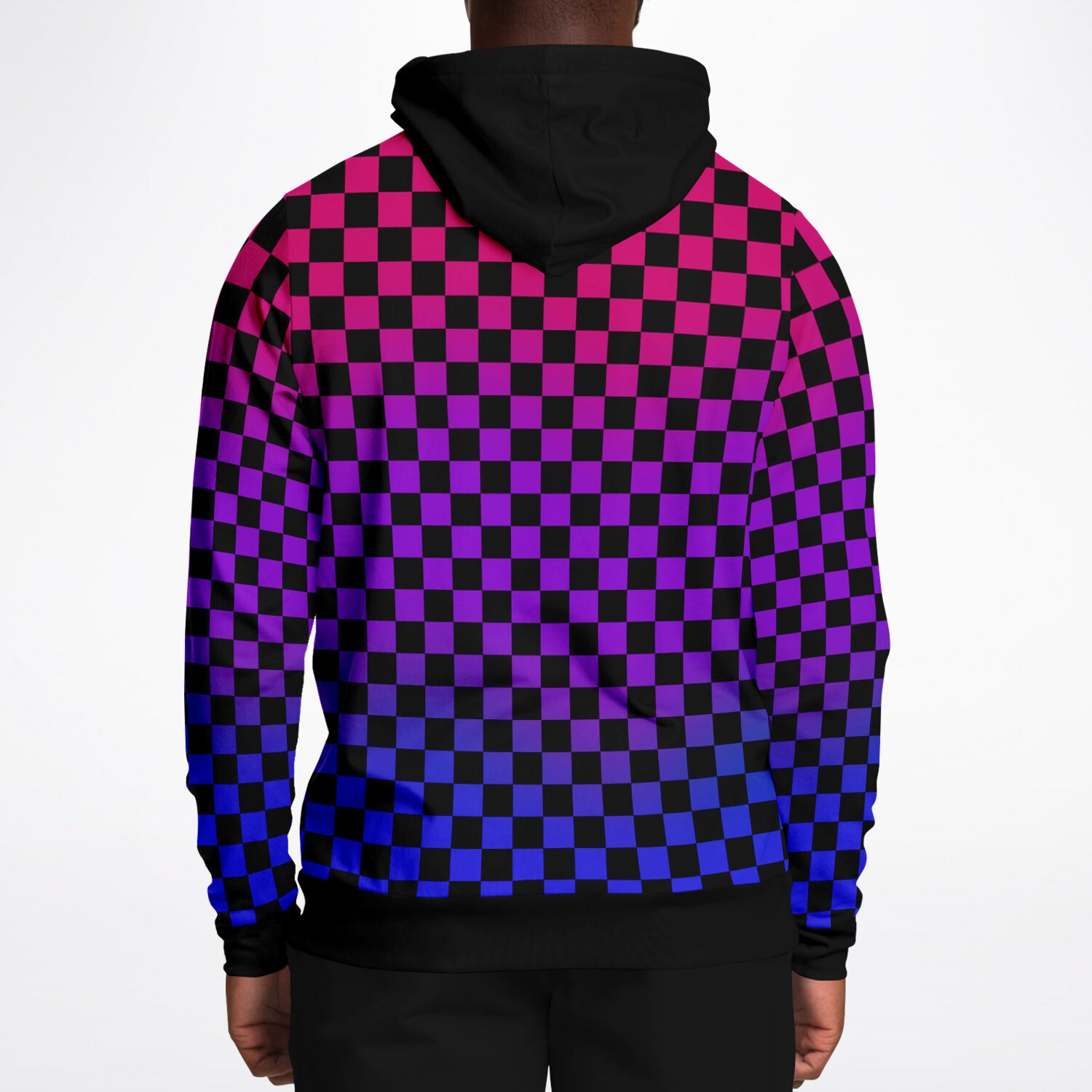 Bisexual Pride Black Contrast Checkered Pullover Hoodie