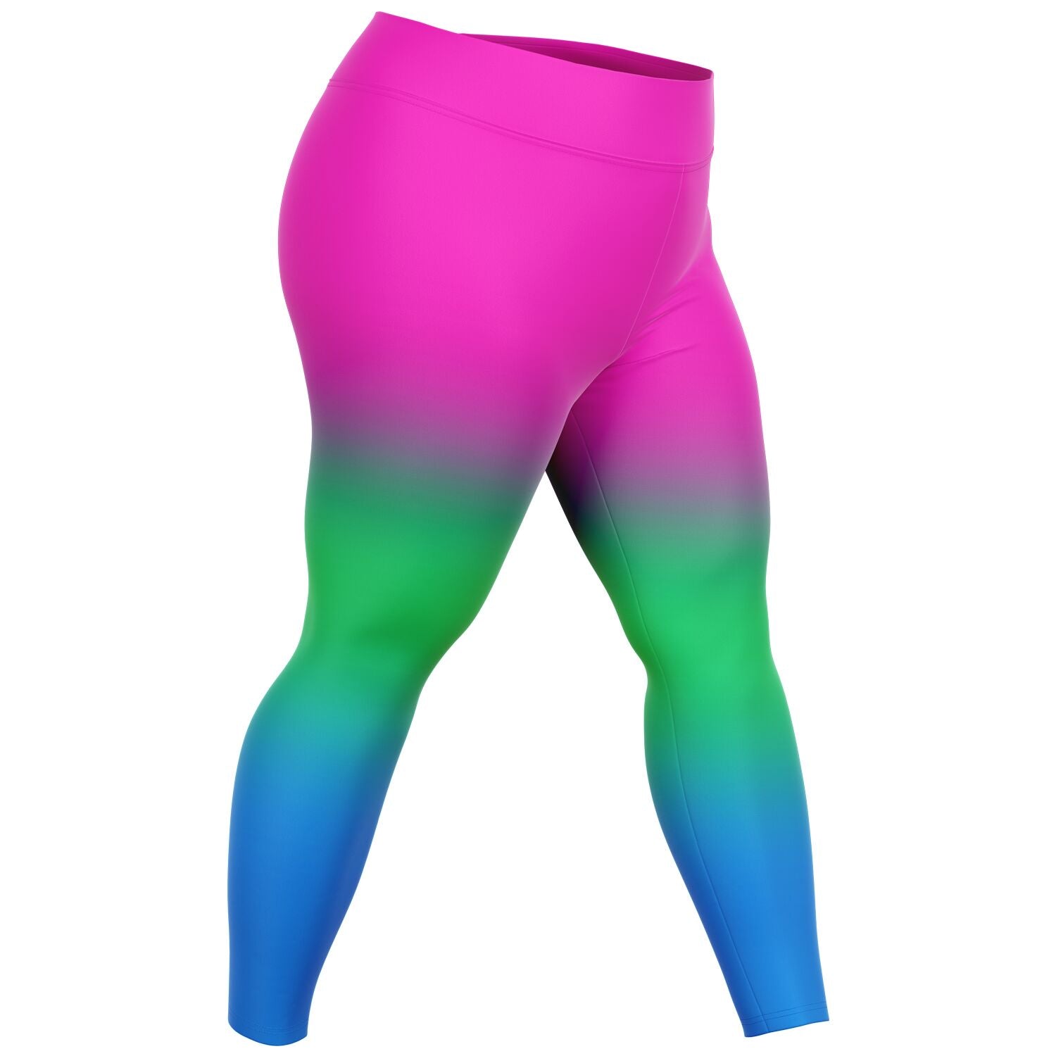 Polysexual Pride Ombre High-Waist Plus Leggings Plus Size Legging - AOP PRIDE MODE