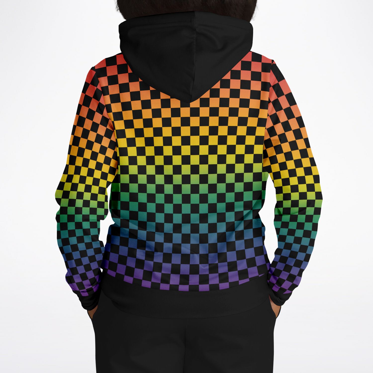 Rainbow Pride Black Contrast Checkered Pullover Hoodie Fashion Hoodie - AOP PRIDE MODE