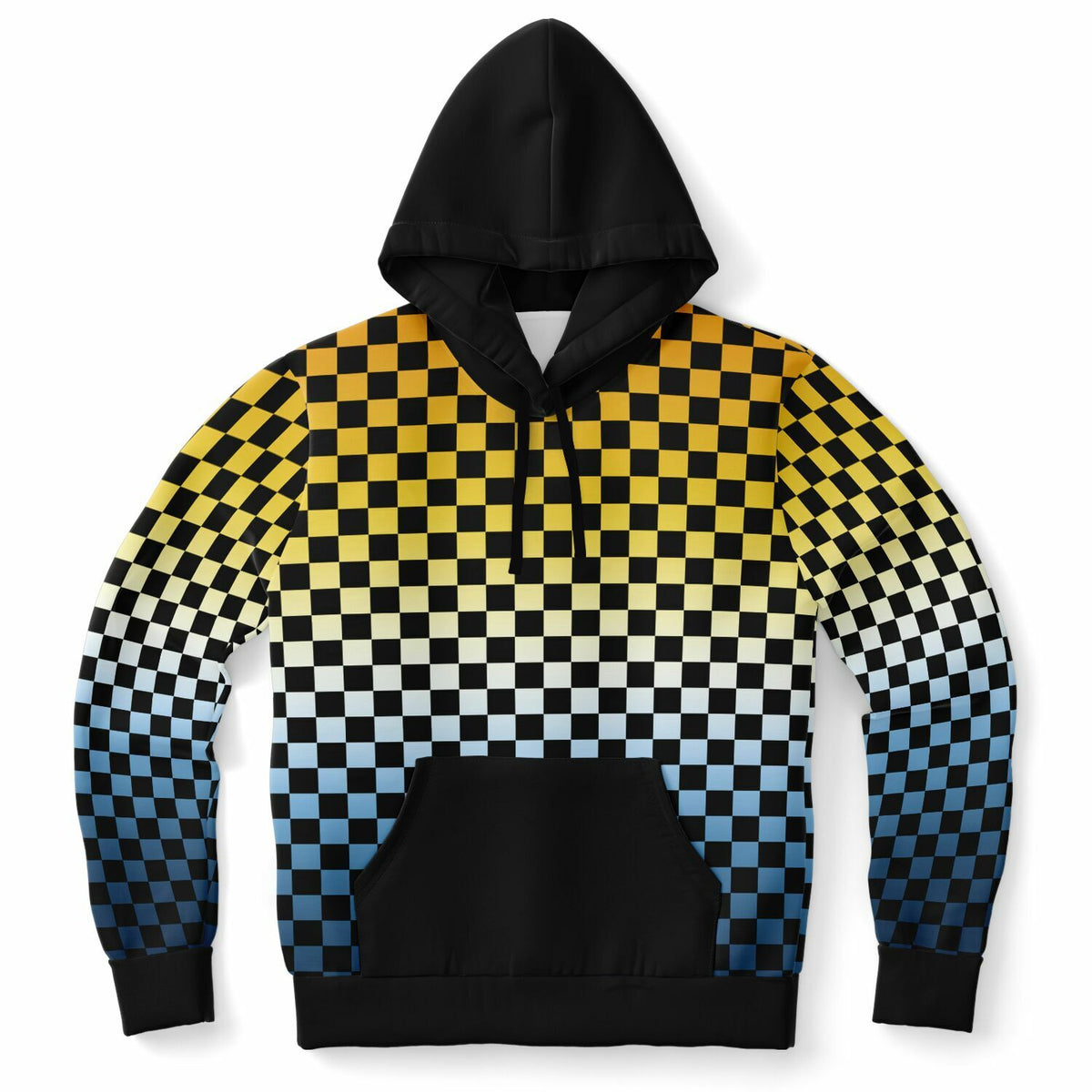 Aroace Pride Black Contrast Checkered Pullover Hoodie