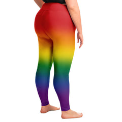 Rainbow Ombre Pride High-Waist Plus Leggings Plus Size Legging - AOP PRIDE MODE