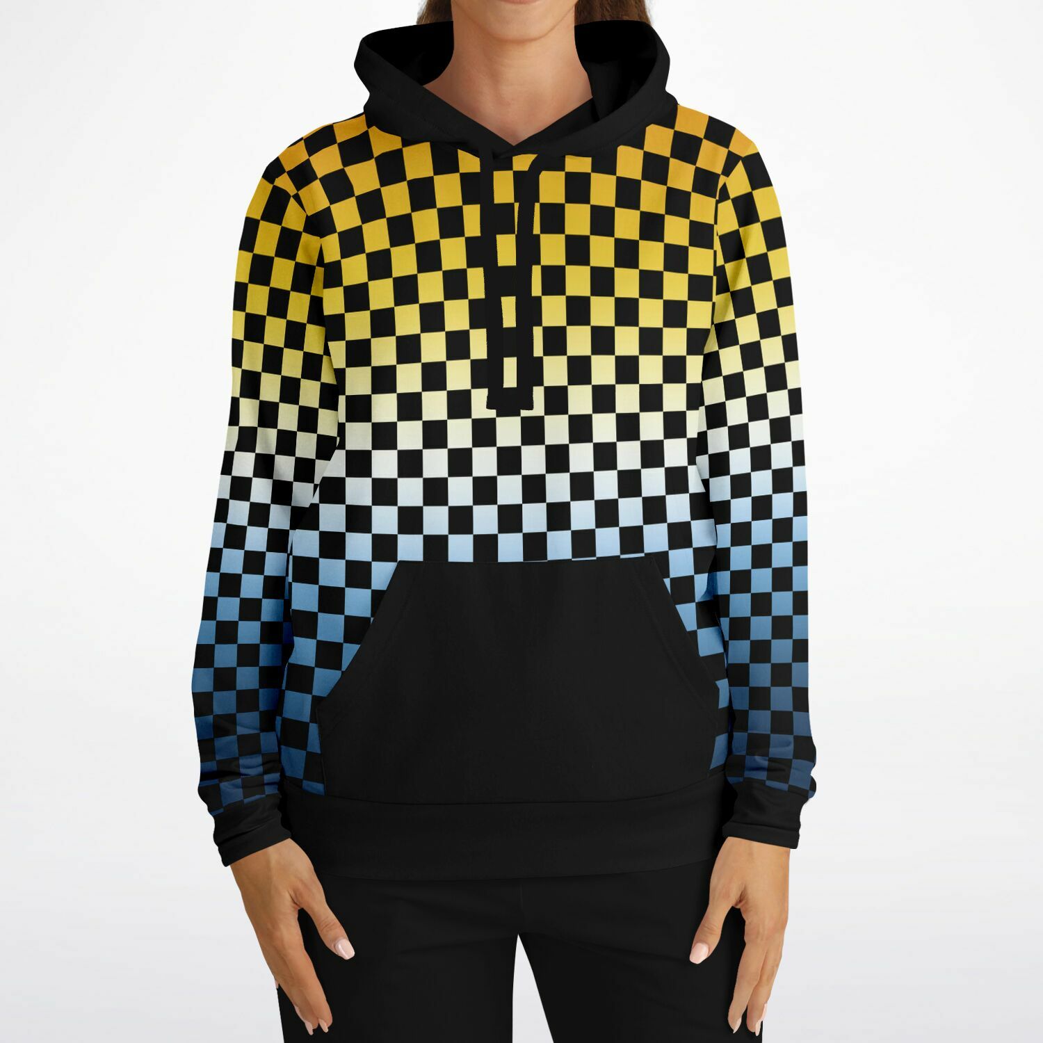 Aroace Pride Black Contrast Checkered Pullover Hoodie