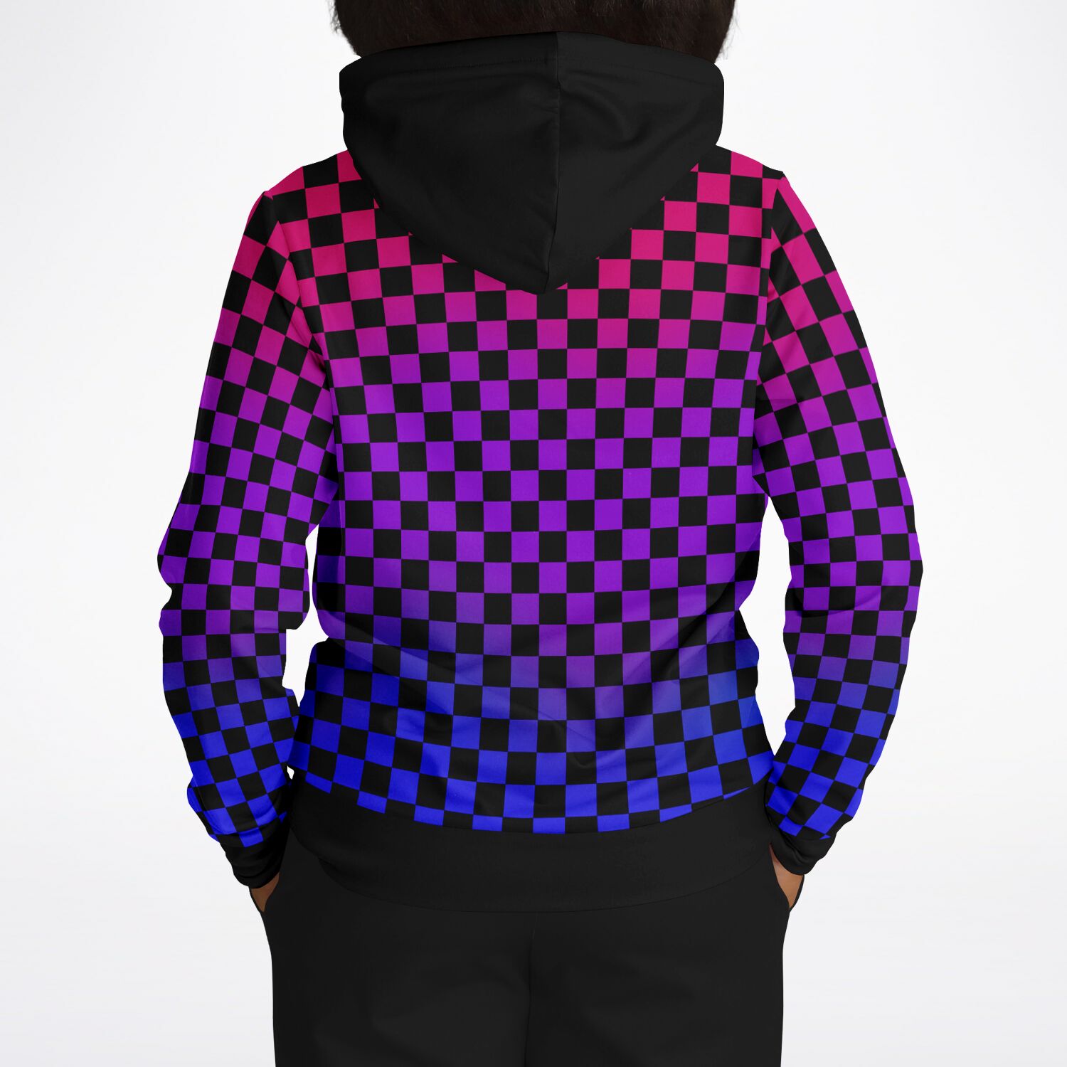Bisexual Pride Black Contrast Checkered Pullover Hoodie Fashion Hoodie - AOP PRIDE MODE