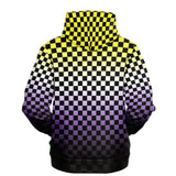 Non-binary Pride Black Checkered Pullover Hoodie Fashion Hoodie - AOP PRIDE MODE