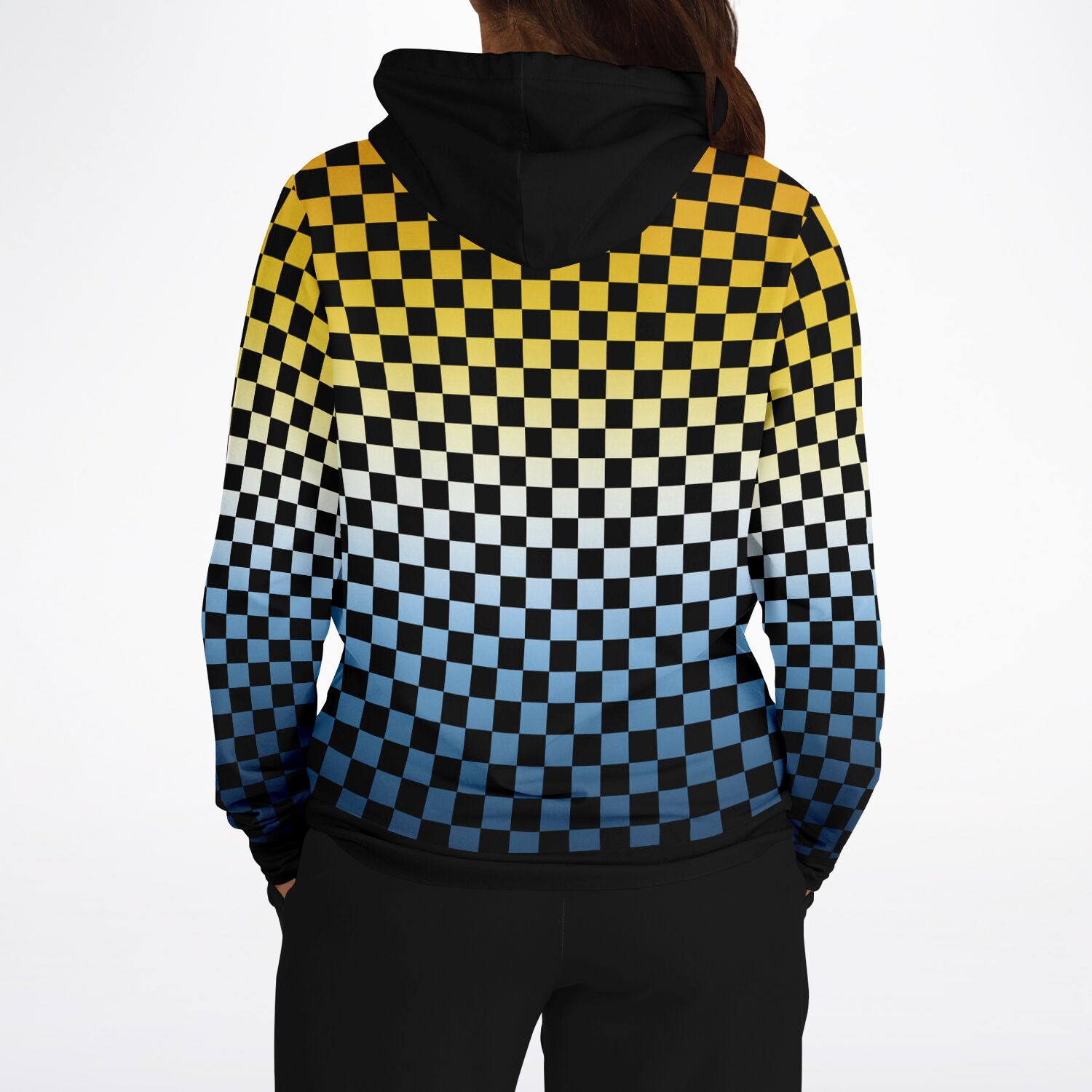 Aroace Pride Black Contrast Checkered Pullover Hoodie