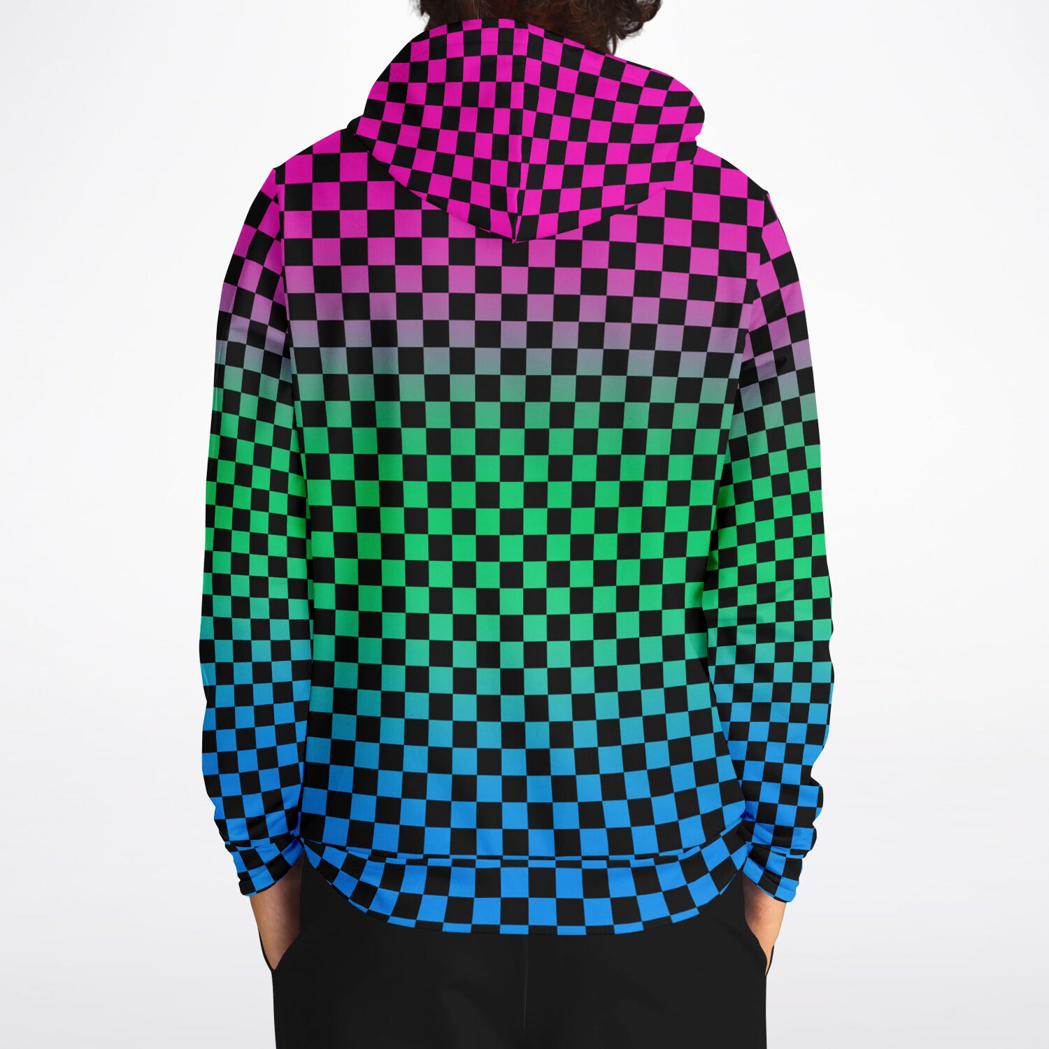 Polysexual Pride Black Checkered Pullover Hoodie Fashion Hoodie - AOP PRIDE MODE