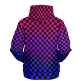 Bisexual Pride Black Checkered Pullover Hoodie Fashion Hoodie - AOP PRIDE MODE