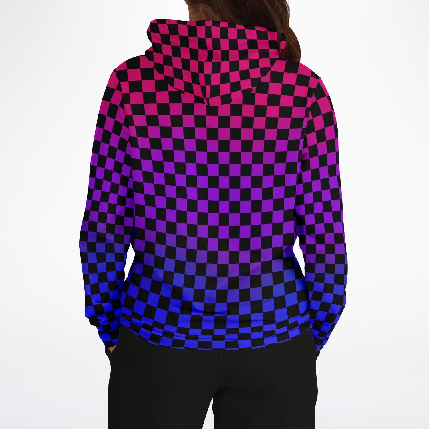 Bisexual Pride Black Checkered Pullover Hoodie Fashion Hoodie - AOP PRIDE MODE