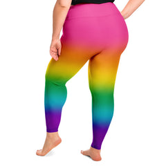 Bright Rainbow Ombre Pride High-Waist Plus Leggings Plus Size Legging - AOP PRIDE MODE