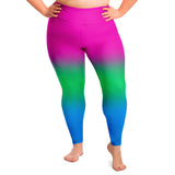 Polysexual Pride Ombre High-Waist Plus Leggings Plus Size Legging - AOP PRIDE MODE