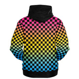 Pansexual Pride Black Contrast Checkered Pullover Hoodie Fashion Hoodie - AOP PRIDE MODE