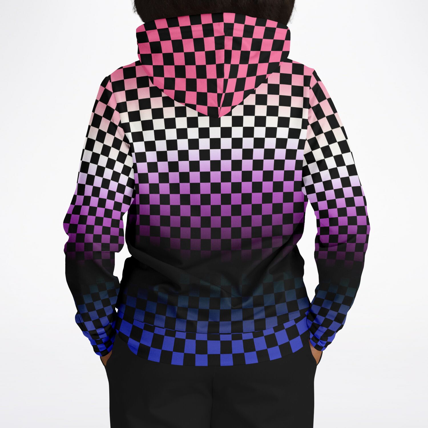 Genderfluid Pride Black Checkered Pullover Hoodie Fashion Hoodie - AOP PRIDE MODE