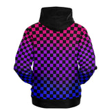 Bisexual Pride Black Contrast Checkered Pullover Hoodie Fashion Hoodie - AOP PRIDE MODE