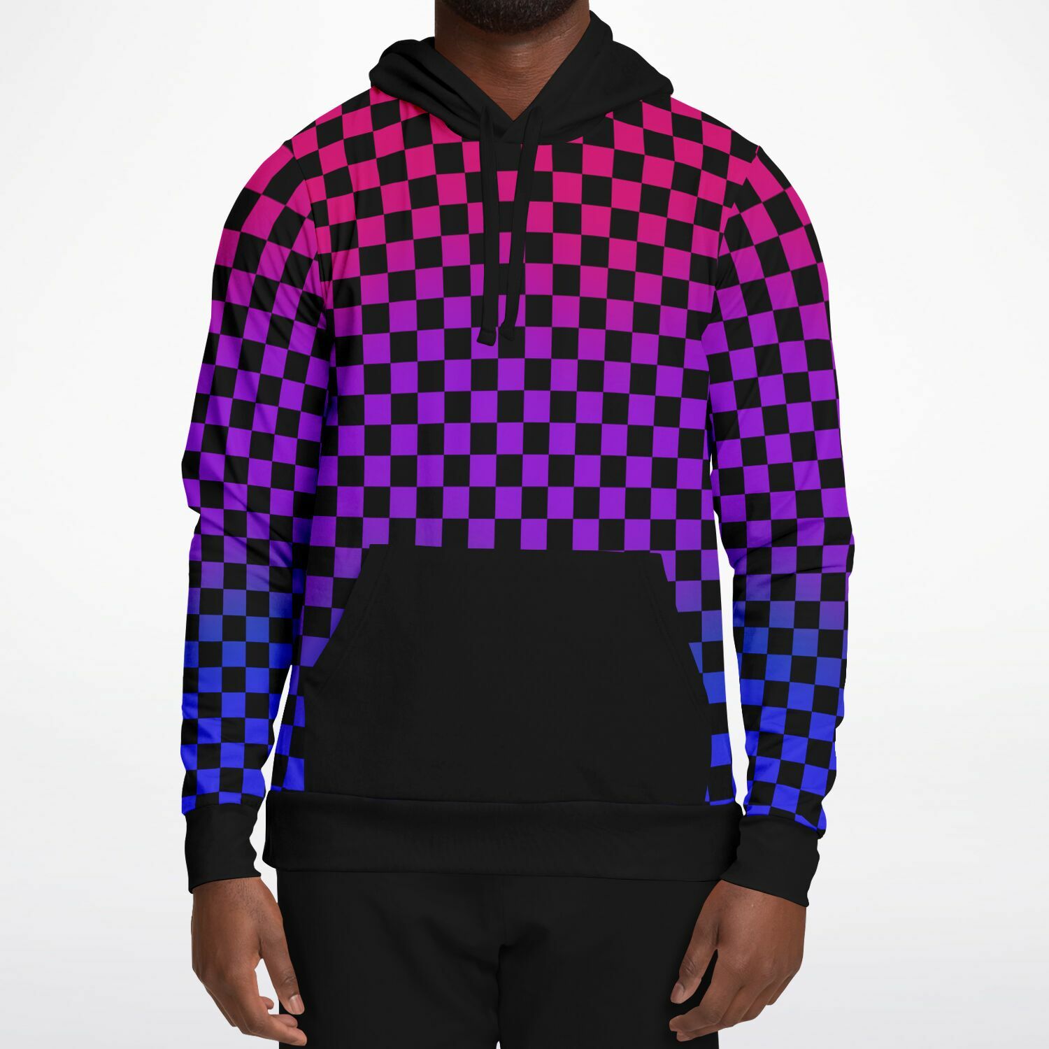 Bisexual Pride Black Contrast Checkered Pullover Hoodie