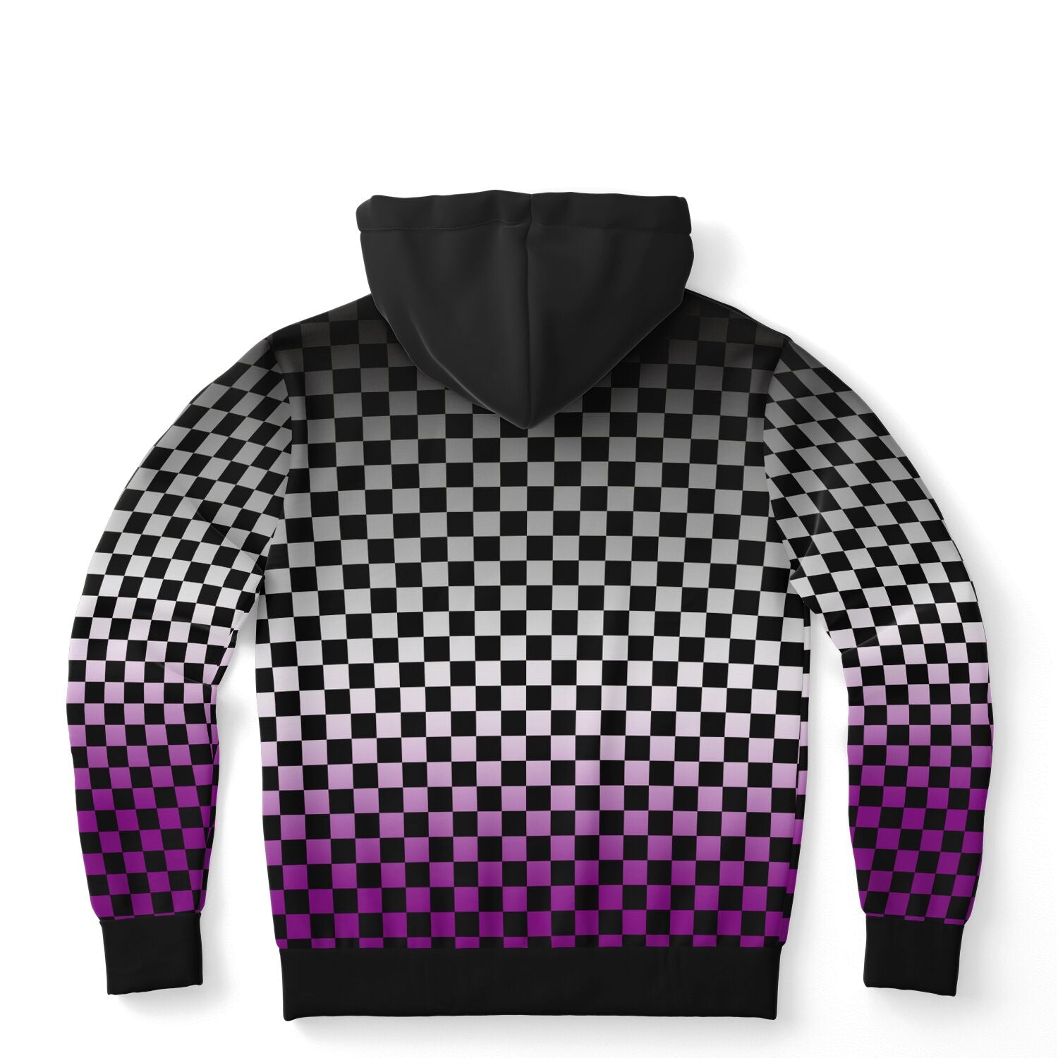 Asexual Pride Black Contrast Checkered Pullover Hoodie Fashion Hoodie - AOP PRIDE MODE