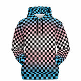 Transgender Pride Black Checkered Pullover Hoodie