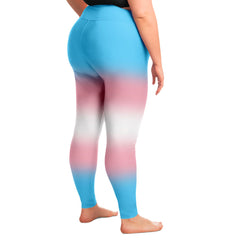 Transgender Pride Ombre High-Waist Plus Leggings Plus Size Legging - AOP PRIDE MODE