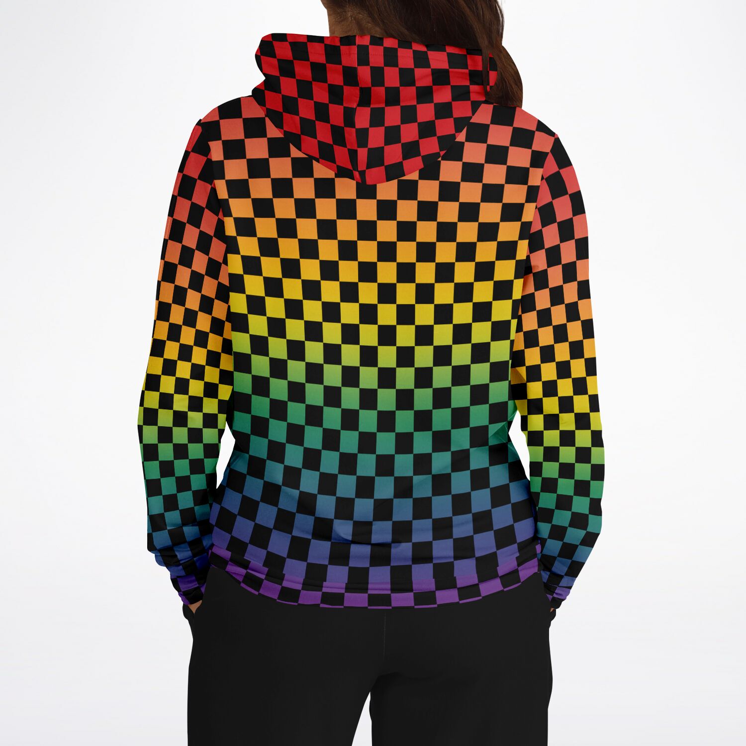 Rainbow Pride Black Checkered Pullover Hoodie Fashion Hoodie - AOP PRIDE MODE