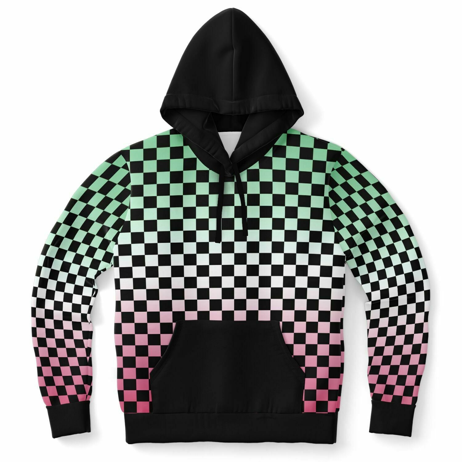 Abrosexual Pride Black Contrast Checkered Pullover Hoodie Fashion Hoodie - AOP PRIDE MODE