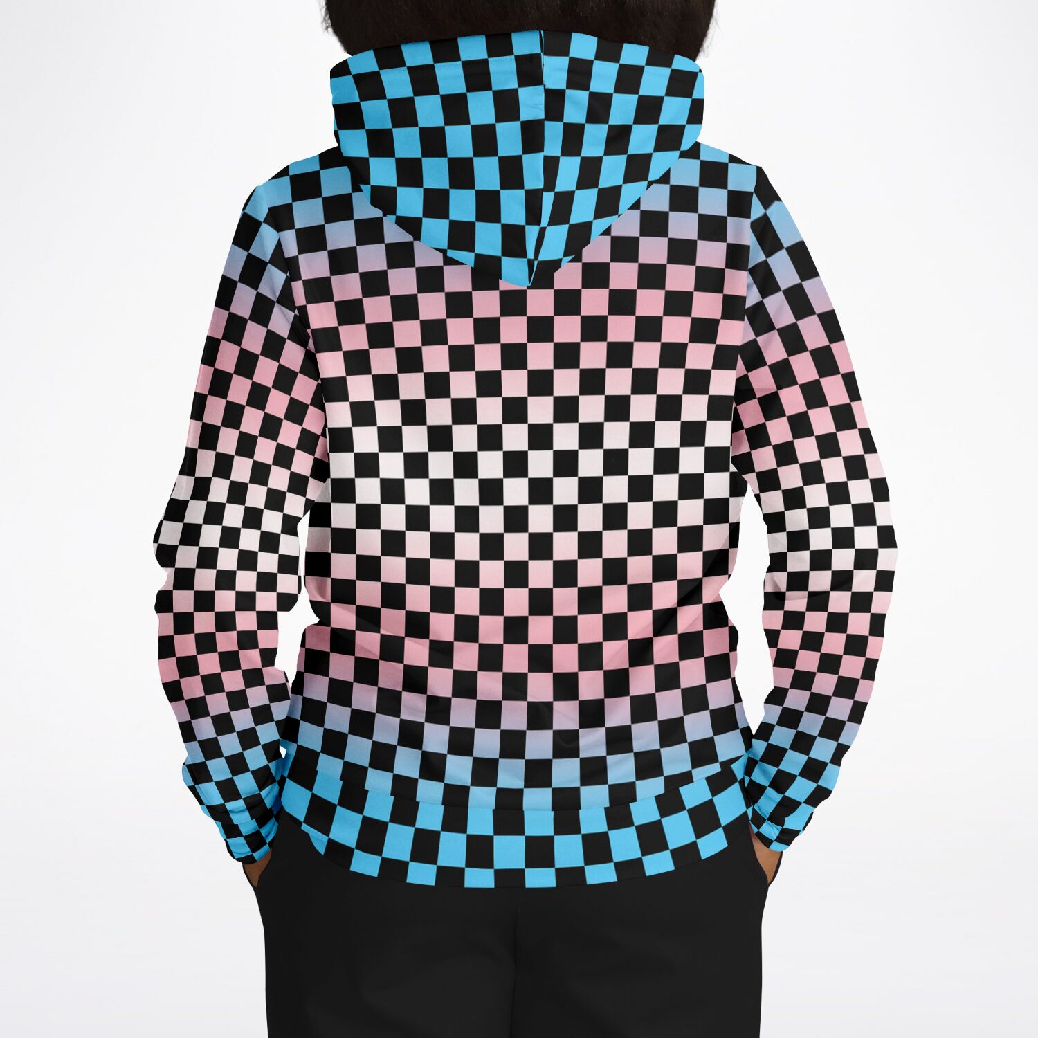 Transgender Pride Black Checkered Pullover Hoodie