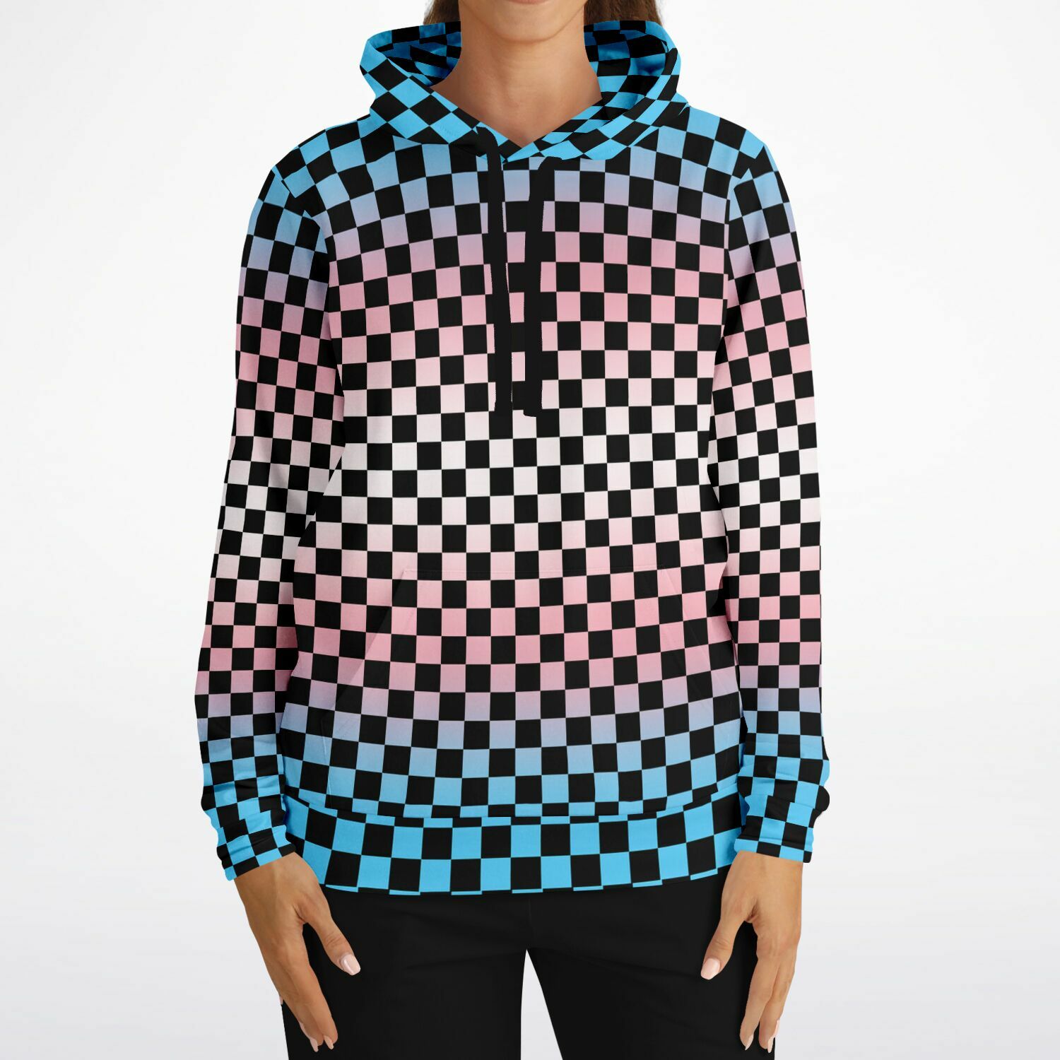 Transgender Pride Black Checkered Pullover Hoodie