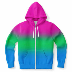 Polysexual Pride Ombre Full-Zip Hoodie Fashion Zip-Up Hoodie - AOP PRIDE MODE