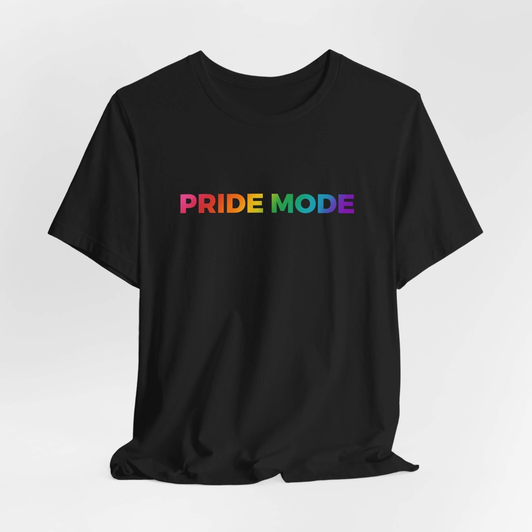 Pride Mode Bright Rainbow Ombre Logo Tee