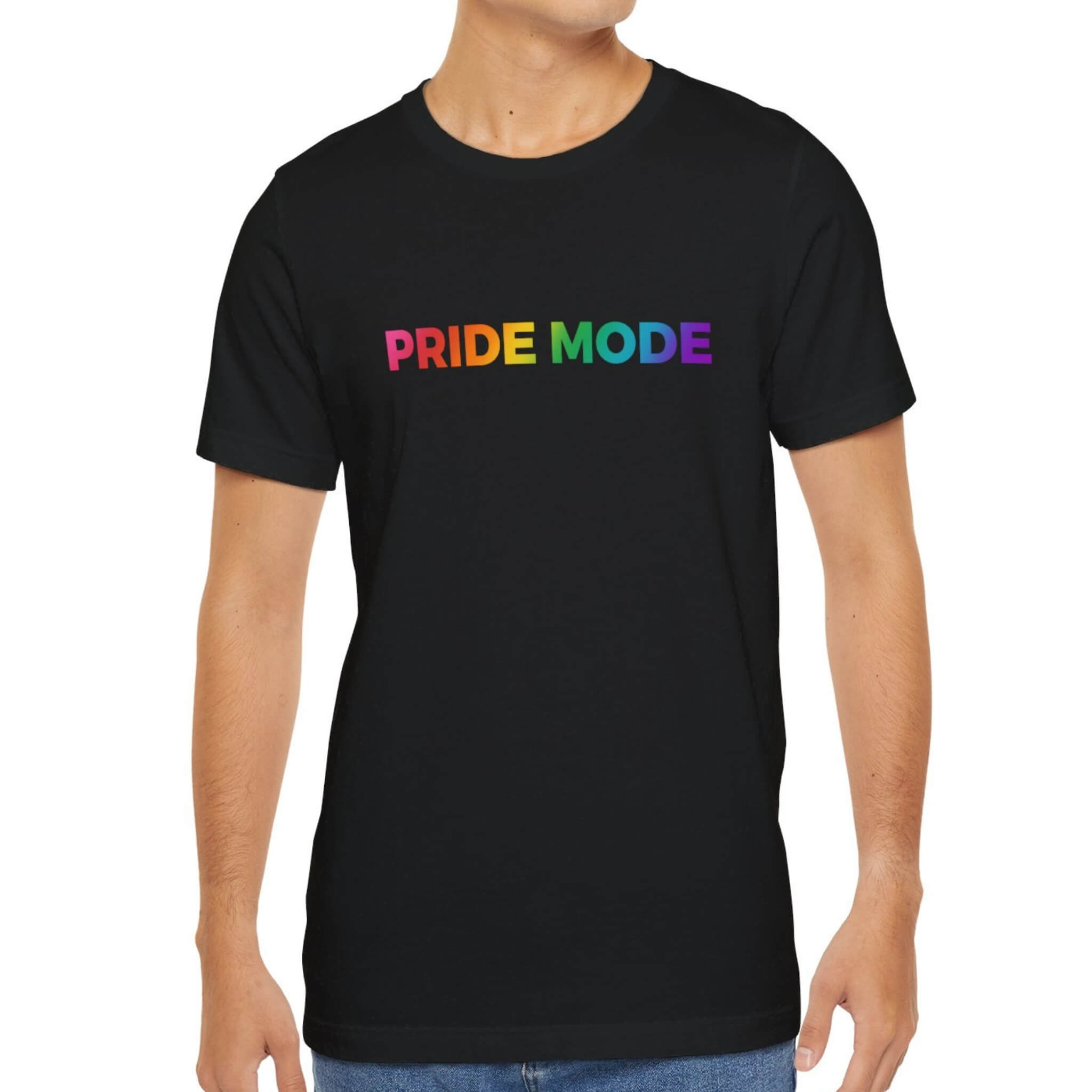 Pride Mode Bright Rainbow Ombre Logo Tee