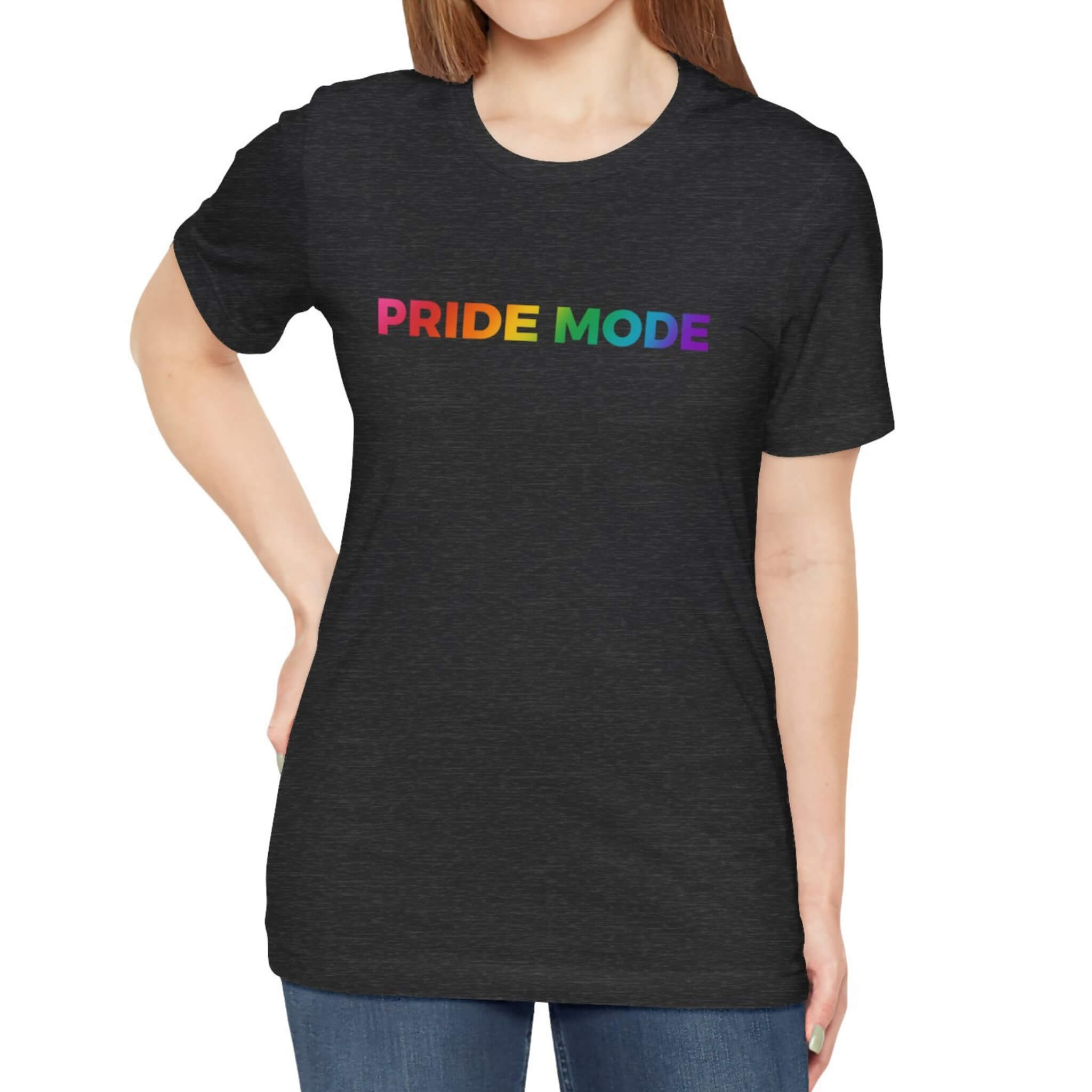 Pride Mode Bright Rainbow Ombre Logo Tee